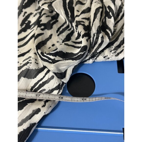 BARDOT Black White Ruched Zebra Print Long Sleeve Flared Hem|Party Dress  US 6 - Picture 11 of 14